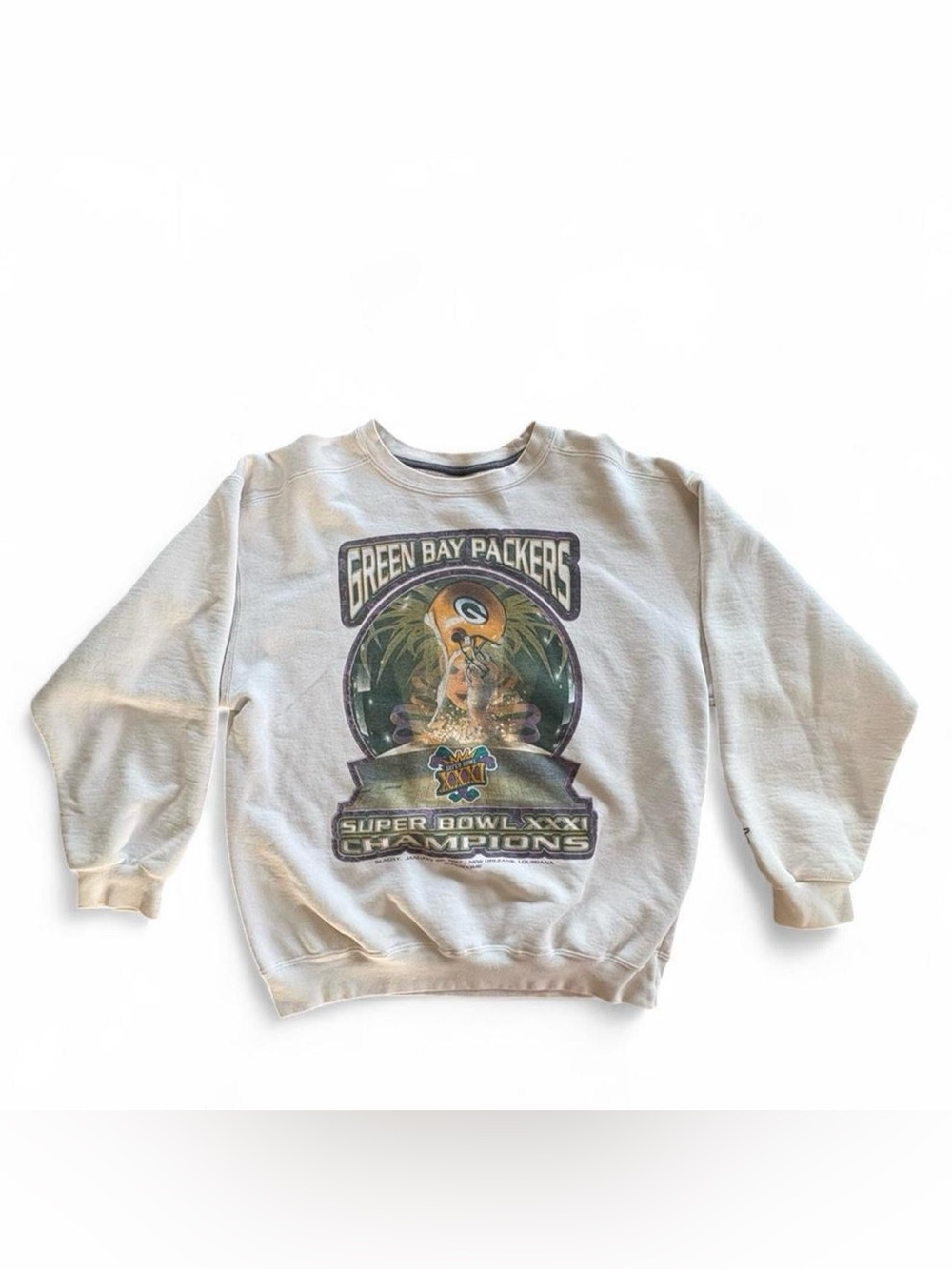 Vintage STARTER Green Bay Packers Super Bowl Crewneck 1997 M/L Football NFL